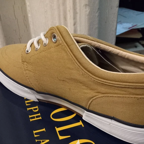 Polo Ralph Lauren Mens Faxon Low - Sk-VLC. Beige washed Canvas. - Picture 2 of 4